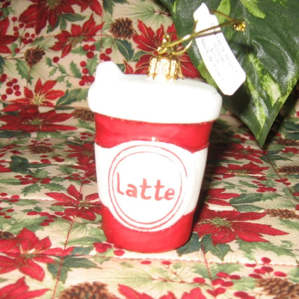 Sur La Table Red Latte Coffee Cup Christmas Ornament 2015 NWT